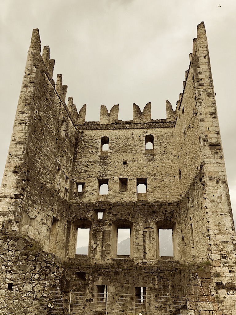 Castello Arco-view of tower in sepia
